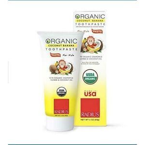 RADIUS USDA Kids Organic Toothpaste, Coconut Banana, 3 Oz (Pack of 1)